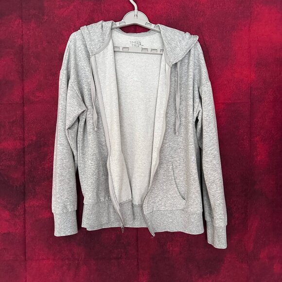 TIME and TRU HEATHER GRAY ZIP-UP HOODI SIZE L (LARGE) - Picture 2 of 8
